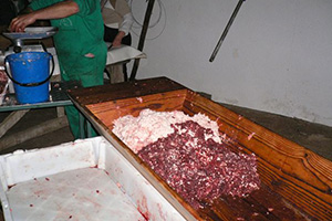 Rural traditions. Preparing meat